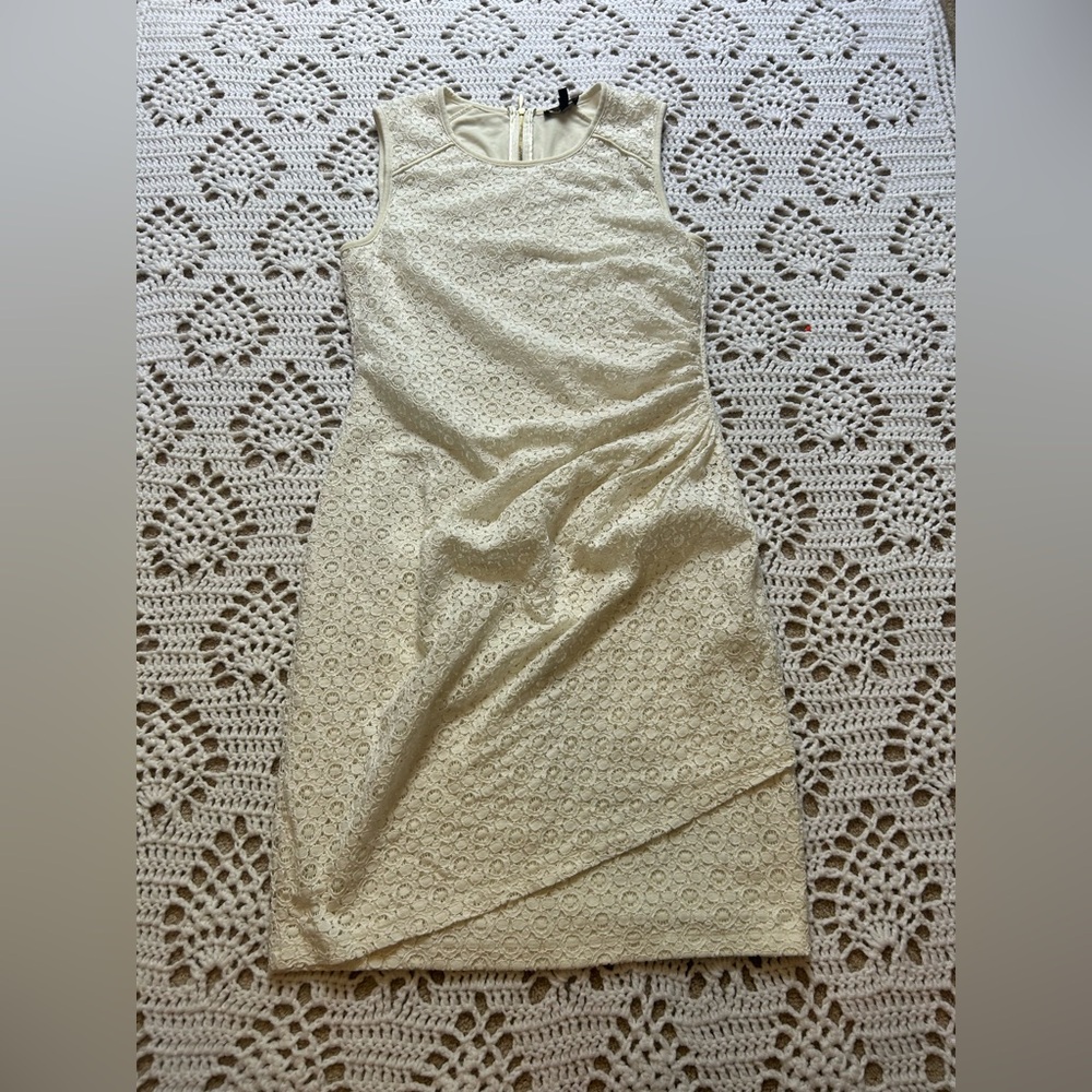 Juicy Couture Lace Crochet Fitted Silhouette Dress Cream Off White Sz M